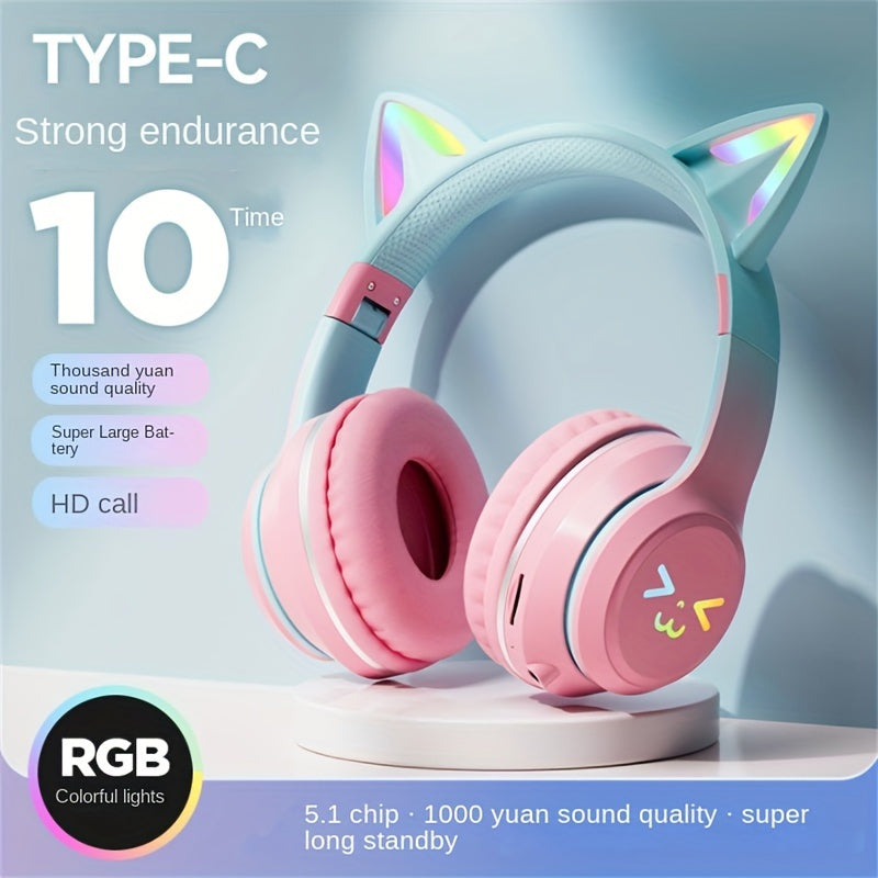 Colorful Cat Ear Earphones Wireless Headband Music Network