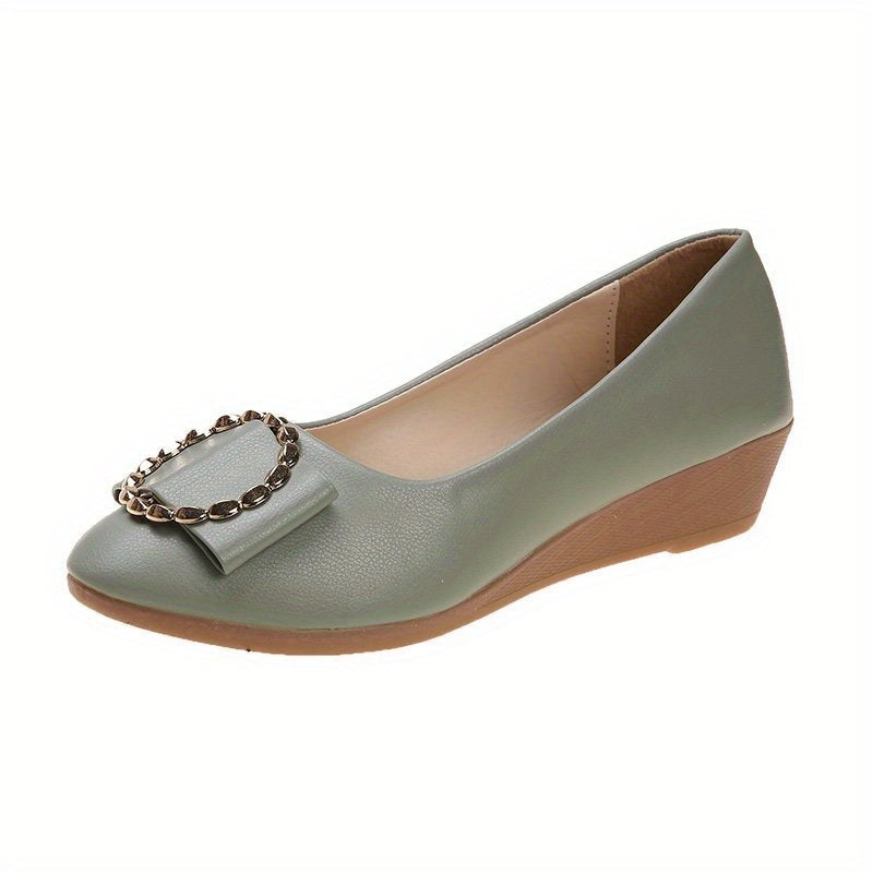 Women's Circle Bow Flat Shoes Comfy Pointed Toe Slip On Soft Sole Shoes