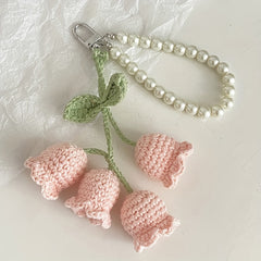 Flower Knitted Keychain Crocheted Wool Pendant