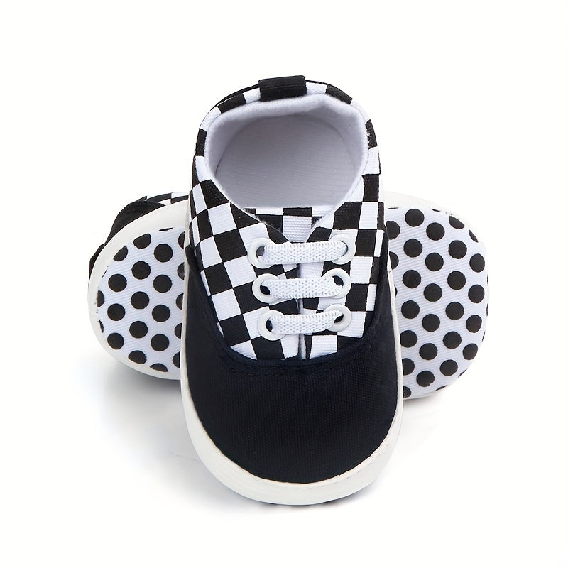 Infant Plaid Canvas Shoes Soft Breathable Non Slip Baby Shoes
