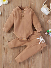 2pcs Baby Boys Girls Long Sleeve Onesie & Pants Set