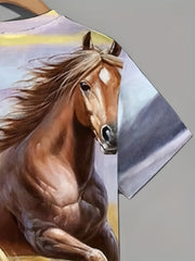 Men's Horse Graphic T Shirt 3D Digital Print Active Short Sleeve Tee