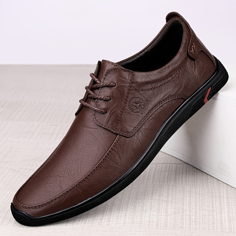 CLOHOO Men's Embossed Dress Shoes Dark Brown