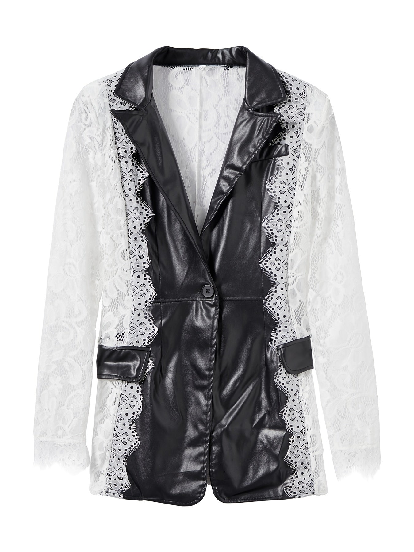 Lace Stitching Lapel Collar Blazer Jacket for Wedding & Party