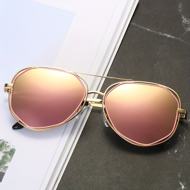 Hollow Metal Aviator Sunglasses UV400