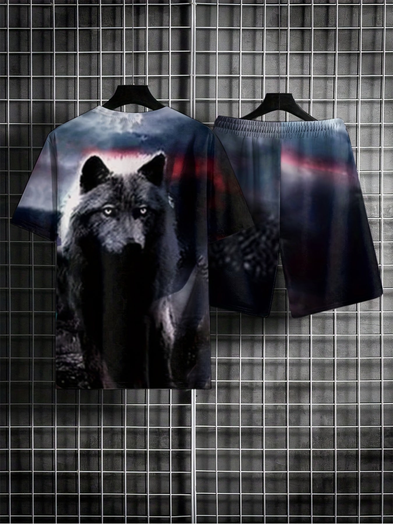 Bear Pattern T-shirt & Shorts Set for Men, Summer Casual Outfit