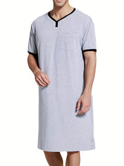 Men's Long Nightgown Thin T-shirt Loose Loungewear Pajamas Arab Robe