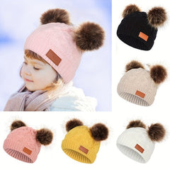 Kids Knitted Hat for Winter Outdoor Sports, Warm Beanie for 0-3 Years Old