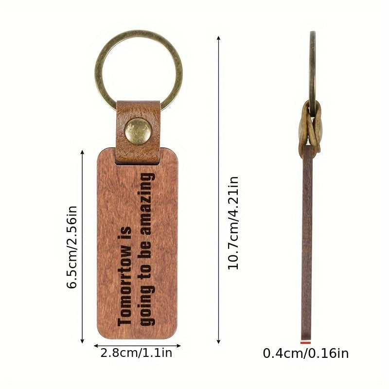 Rosewood Wooden Keychain With Inspirational Hints Retro Key Chain Keyring