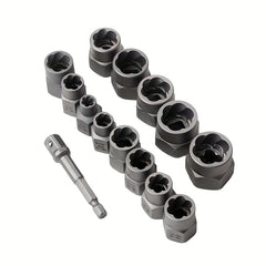 14-Piece Impact Bolt & Nut Remover Set - Cr-Mo Bolt Extractor Tool Set