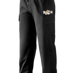 Fishbone Teddy Bear Print Cargo Pants Men's Drawstring Cargo Pants