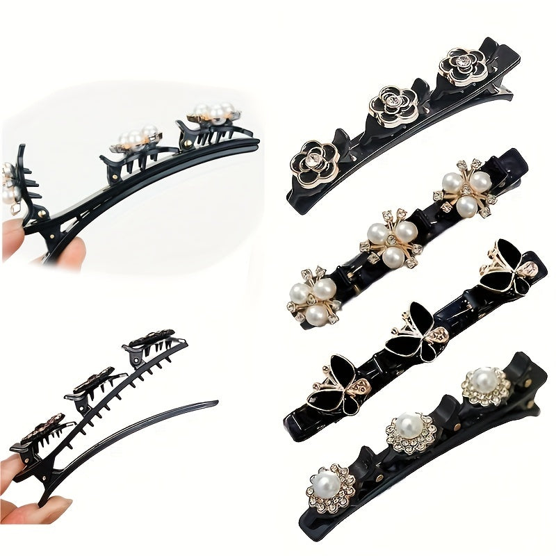 8pcs Rhinestone Flower Hair Clips Hairpins for Girls Daily Use