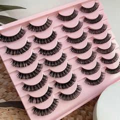 14 Pairs 15mm Short Natural Lash Curl Reusable Fluffy Strip Lashes