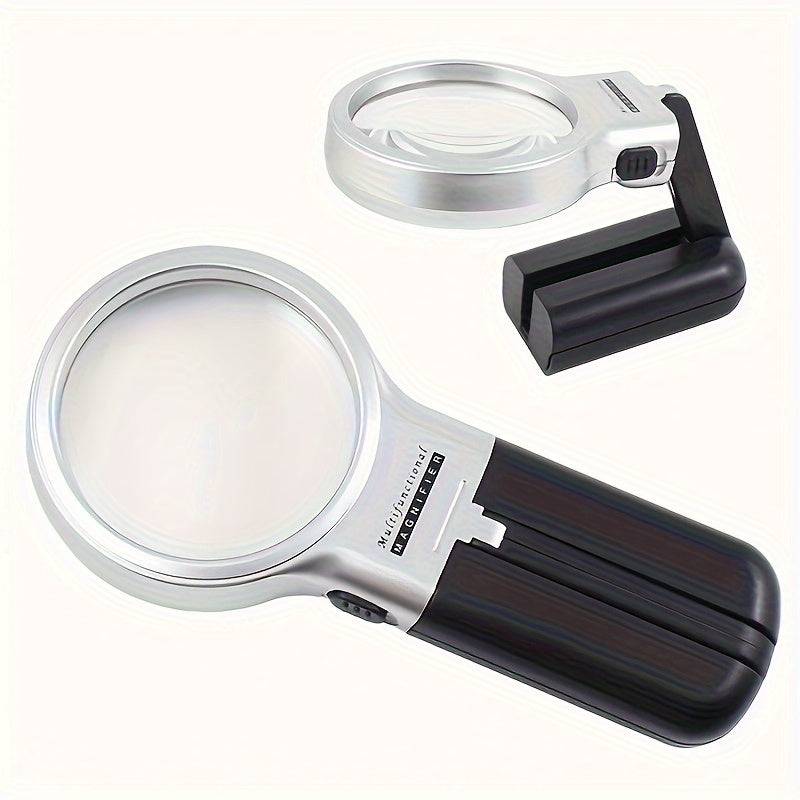 LED Lighted Hands Magnifying Glass With Light Stand Portable Illuminated Magnifi