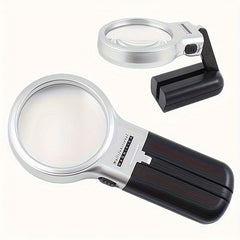 LED Lighted Hands Magnifying Glass With Light Stand Portable Illuminated Magnifi