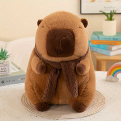 Capybara Plush Toy with Scarf Dark Brown