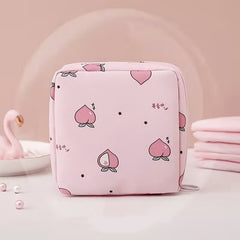 Cartoon Print Sanitary Napkin Bag with Zipper