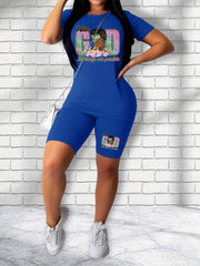 Casual Two Piece Set Matching T shirt & Biker Shorts Outfits