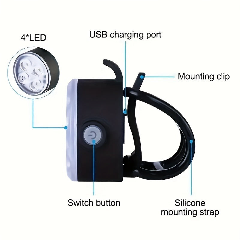 USB Rechargeable Bike Lights Set Waterproof LED Flashlight for Bicycle Cycling
