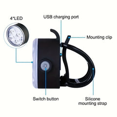USB Rechargeable Bike Lights Set Waterproof LED Flashlight for Bicycle Cycling