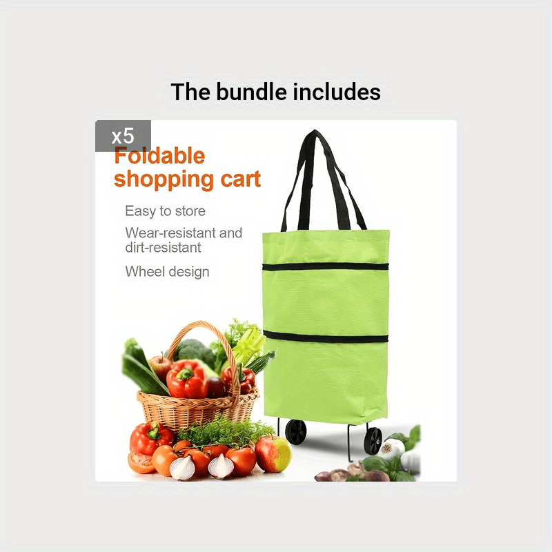 Foldable Grocery Wheel Bag Shopping Cart for Retail Stores