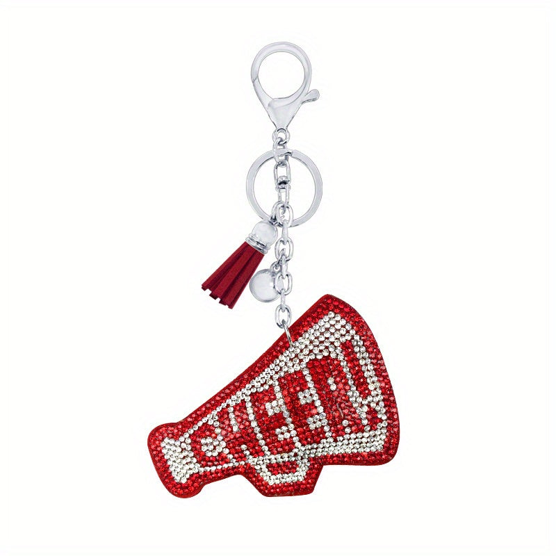 Plush Rhinestone Horn Keychain Tassel Pendant Car Bag Accessory