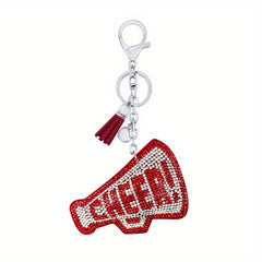 Plush Rhinestone Horn Keychain Tassel Pendant Car Bag Accessory