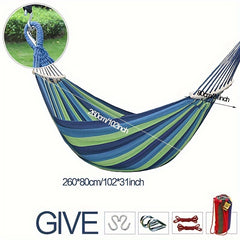 Anti Rollover Canvas Hammock with Curved Wooden Stick, Outdoor Leisure Hammock