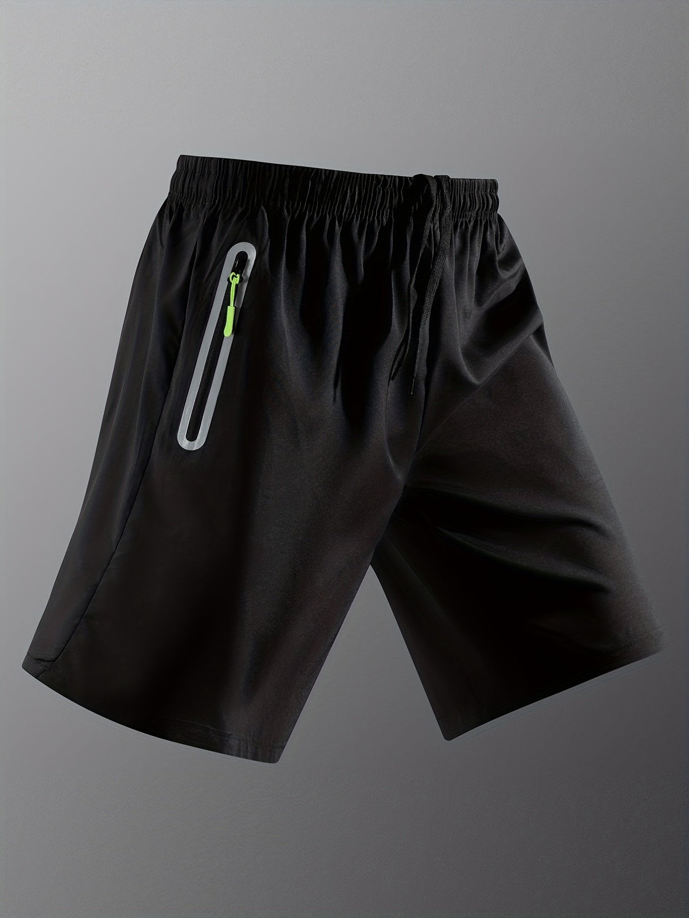 Men's Active Elastic Waist Drawstring Shorts with Zipper Pocket