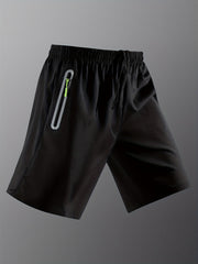 Men's Active Elastic Waist Drawstring Shorts with Zipper Pocket