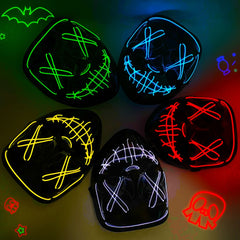 Men's Halloween LED Mask Face Fluorescent V Horror Bloody Light Mask