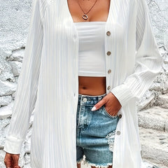 Women's Ribbed Button Up V Neck Cardigan