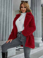 Fluffy Teddy Coat Open Front Casual Outerwear