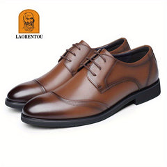 LAORENTOU Men's Leather Pointed Toe Lace Up Loafer Shoes Lightweight Non Slip