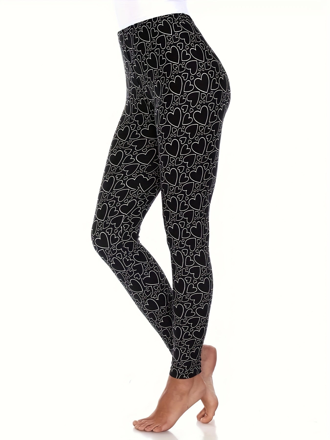 Heart Print High Rise Leggings