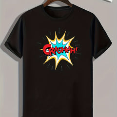 CRASH Pattern Print Men's Comfy Sports T-shirt Graphic Tee