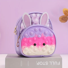 Kids Bunny Backpack Silicone Bubble Schoolbag