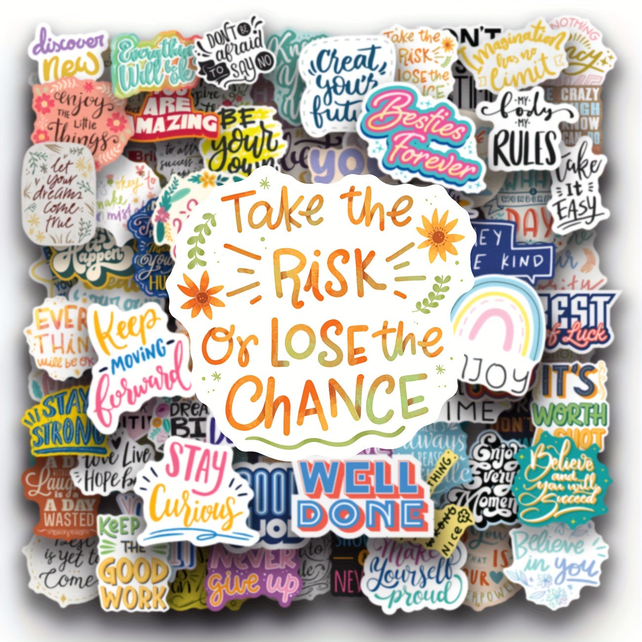 100pcs Inspirational Stickers Pack Positive Vinyl Quote Stickers