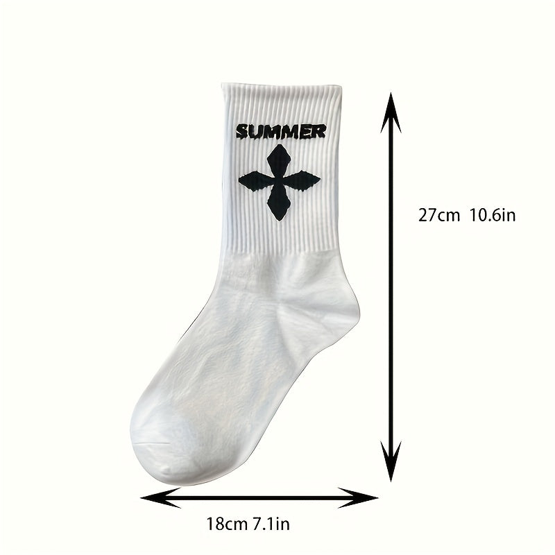 Men's Street Style Crew Socks Breathable Soft Casual Socks