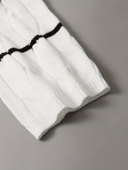 Stripe Cable One Shoulder Jumper
