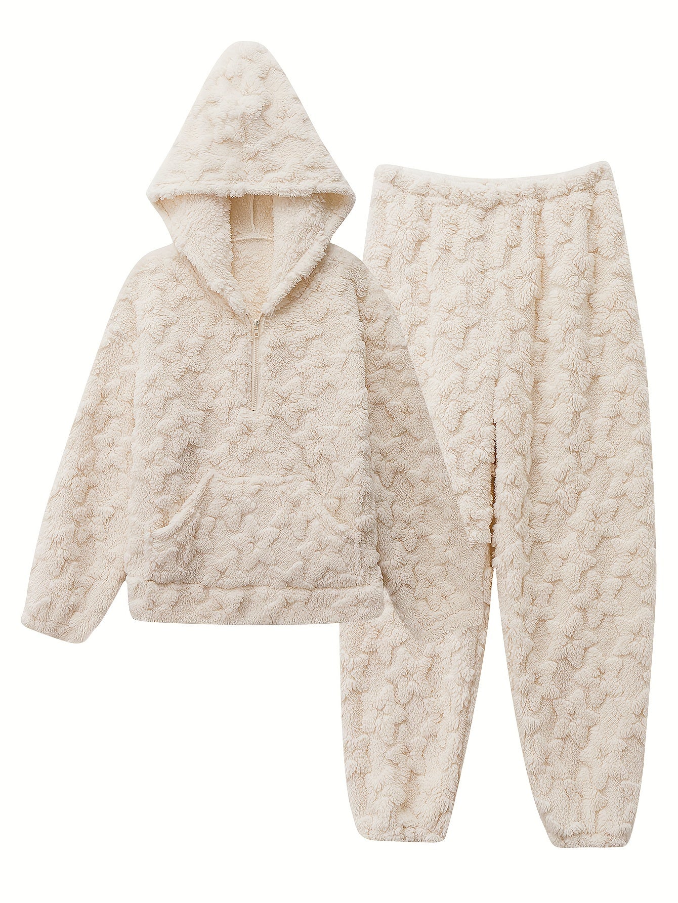 Cozy Fuzzy Pajama Set with Hooded Top & Pants
