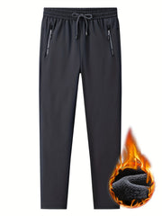 Men's Warm Fleece Zipper Pocket Windproof Sweatpants