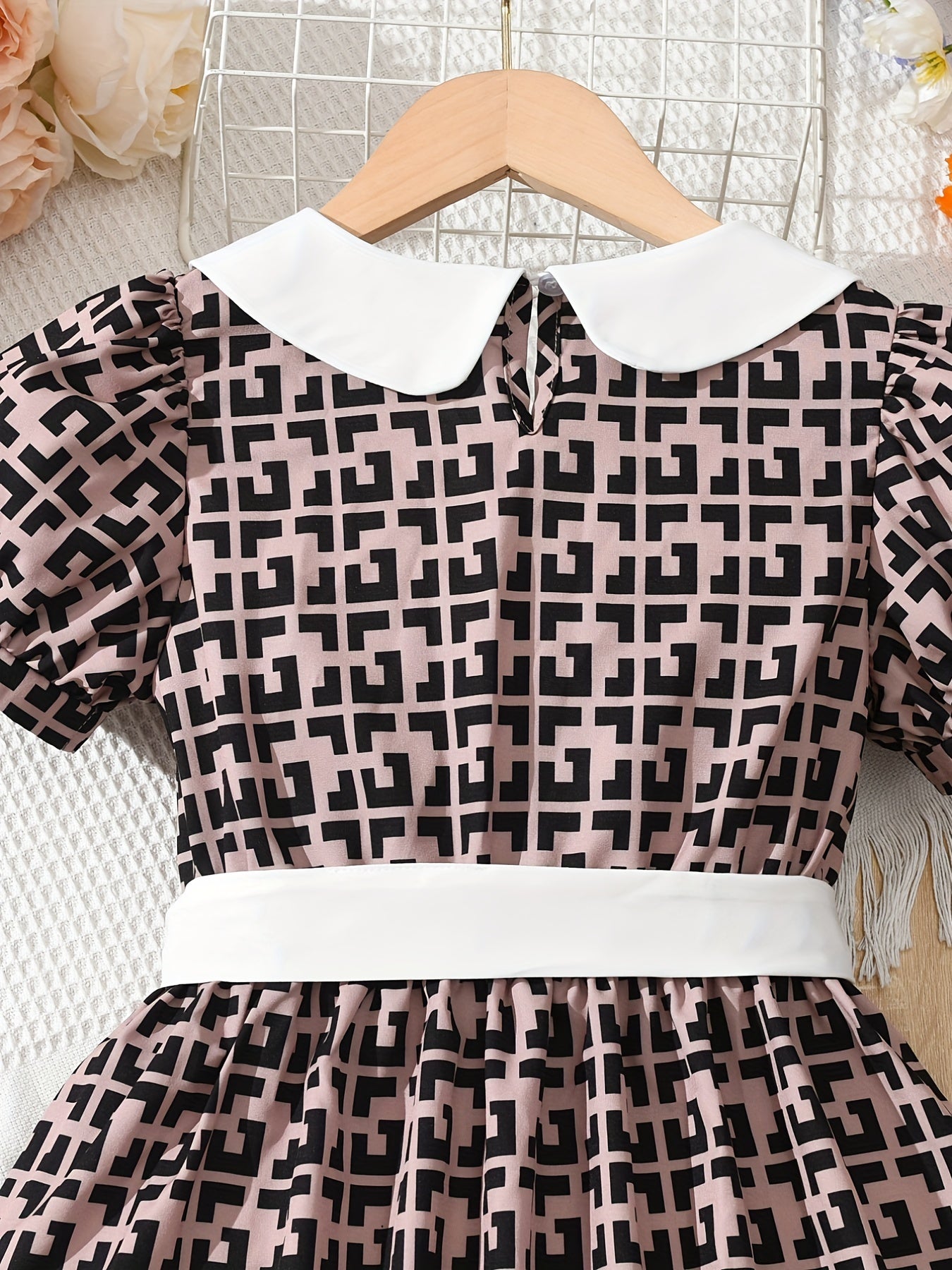 Girl's Plaid Print Tunic Dress Kids Party Dress