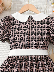Girl's Plaid Print Tunic Dress Kids Party Dress
