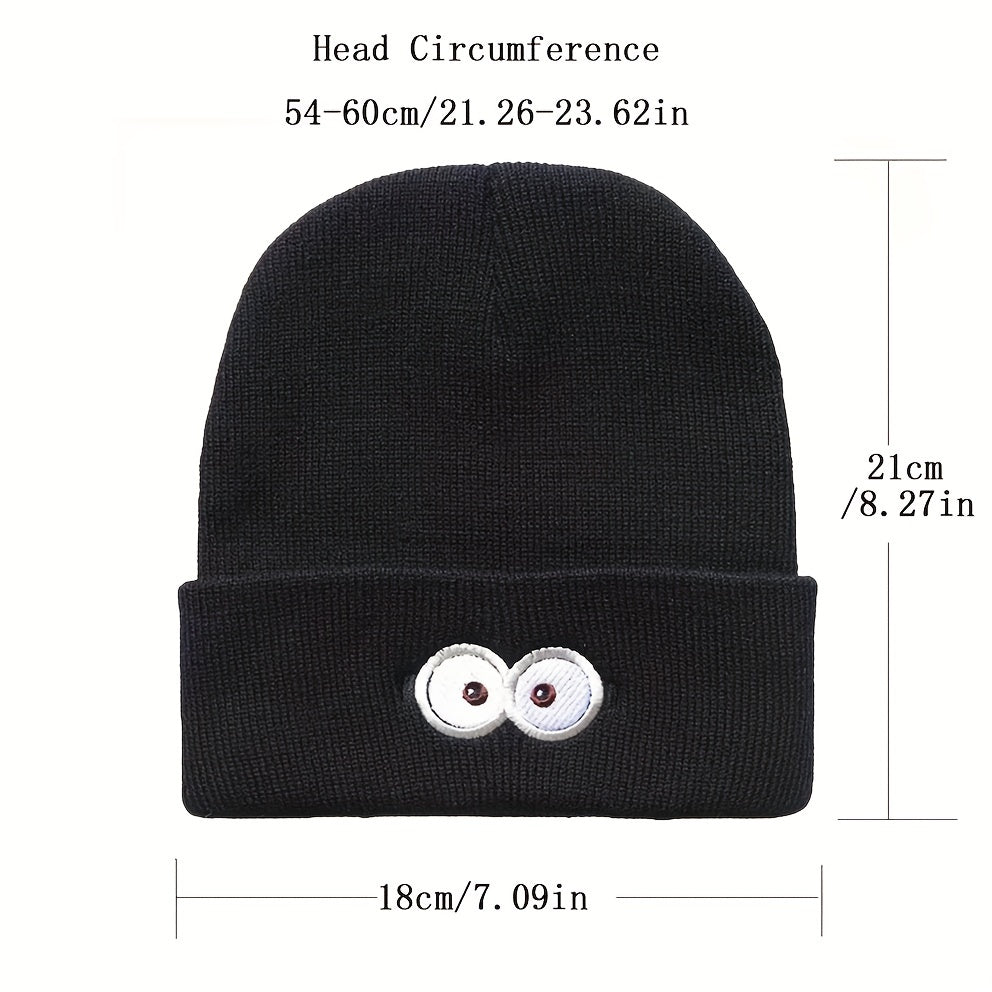 Embroidery Beanie Cartoon Unisex Knit Hat Elastic Skull Cap