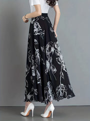Floral High Waist Swing Skirt for Women