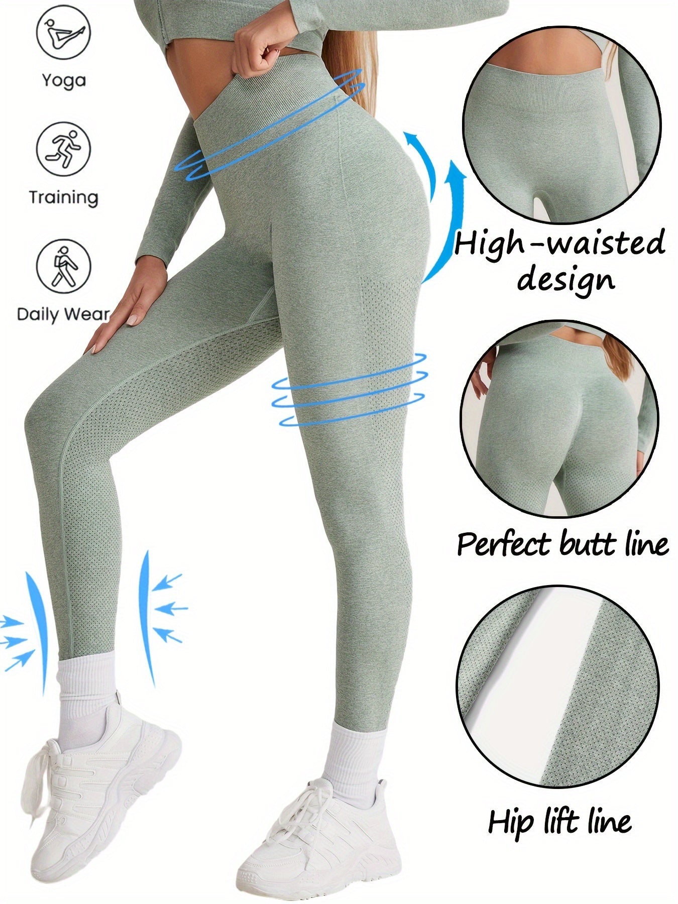 Solid Yoga Leggings Seamless Runing Fitness Workout Tight Pants