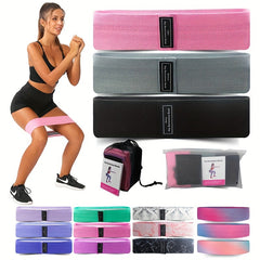 3pcs Resistance Bands Set for Legs and Butt Fabric Exercise Tension Loop Bands