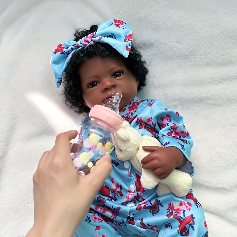Realistic Newborn Baby Dolls Girl 20 Inch with Open Brown Eyes & Hair
