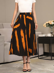 Print Pleated Skirts Random Printing High Waist Women's Clothing